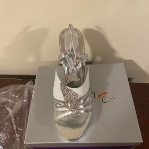 Open Toe Silver Weeding Heels (Brand New/Never Worn)